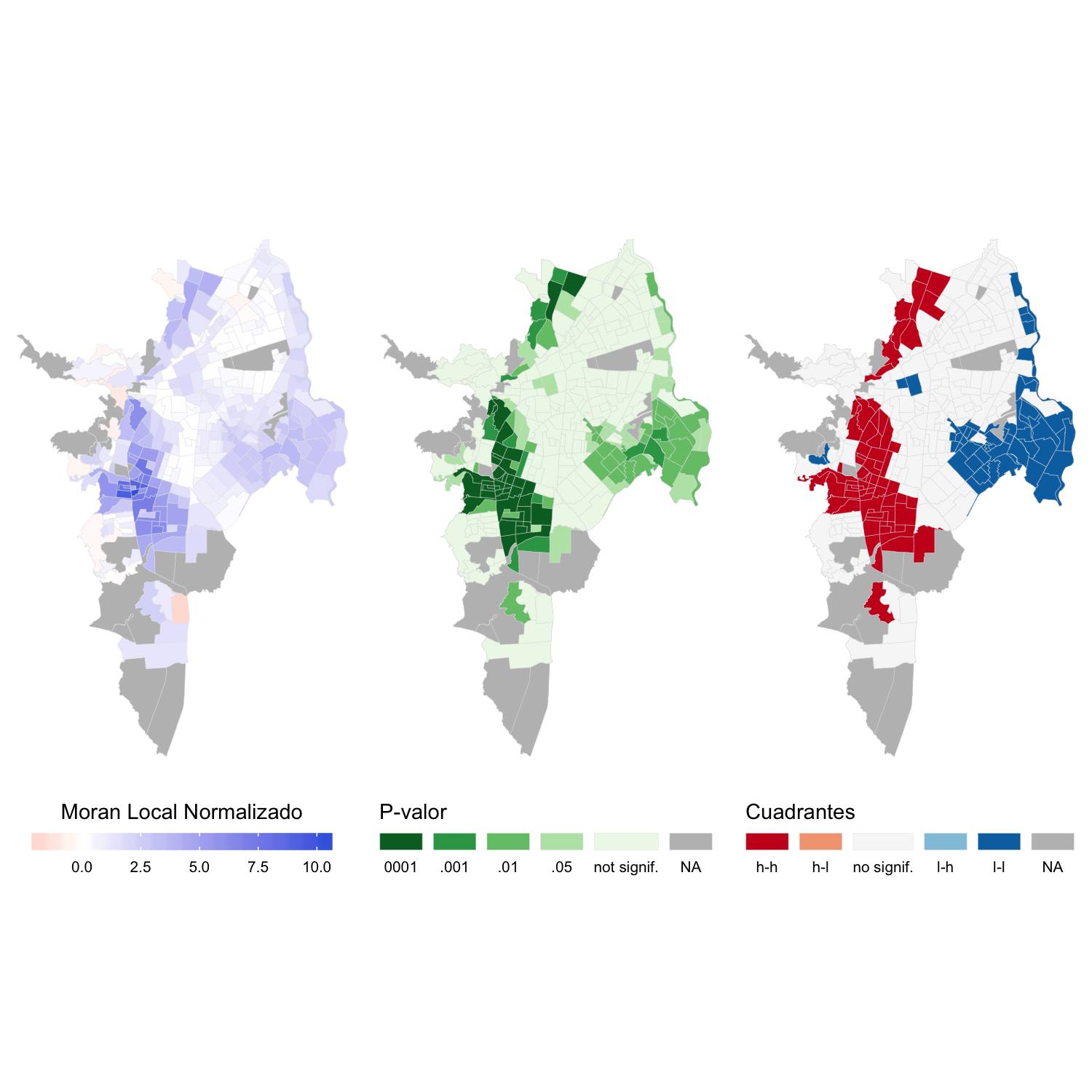 Mapas LISA - Porcentaje población con estudios superiores