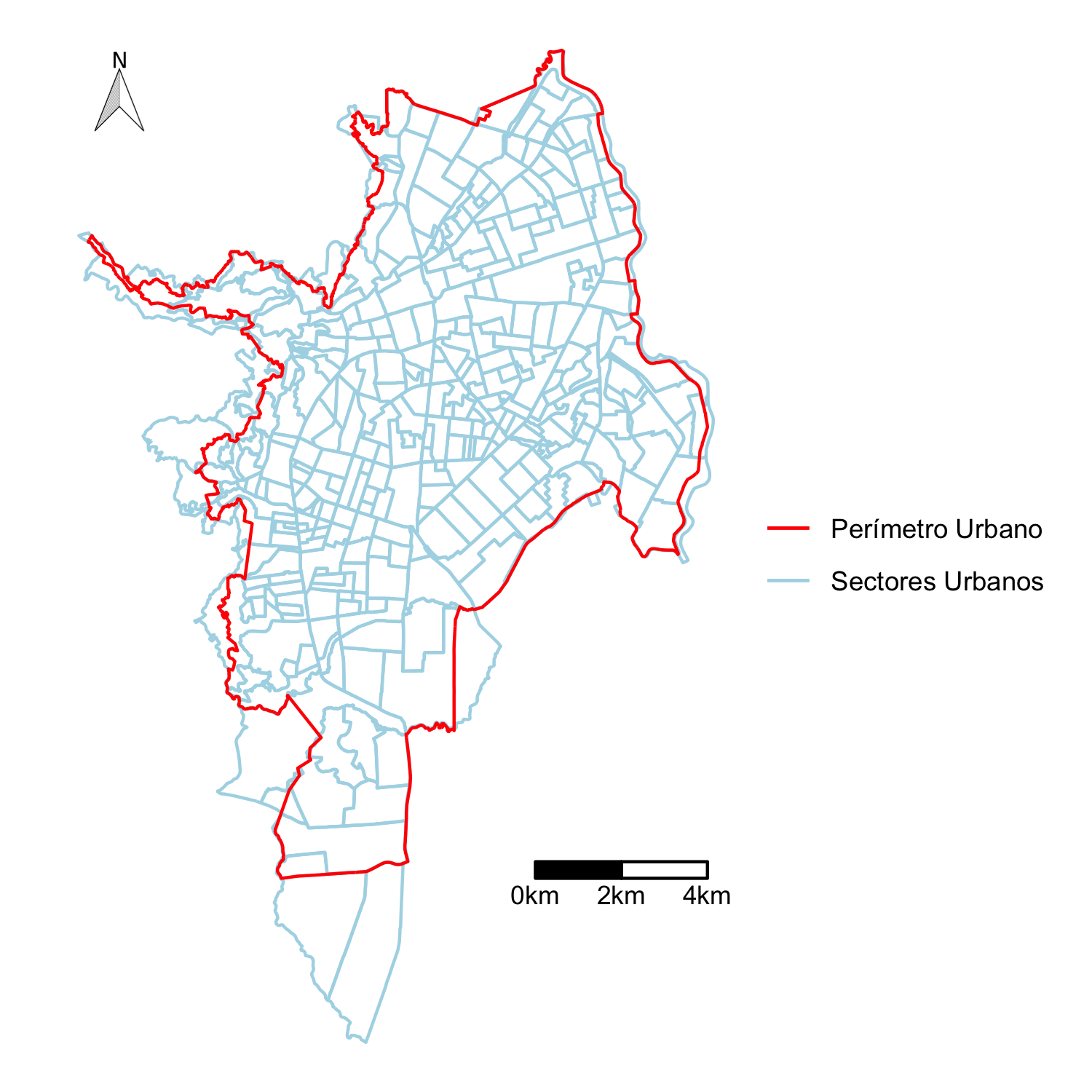 Sectores urbanos y périmetro urbano de Santiago de Cali
