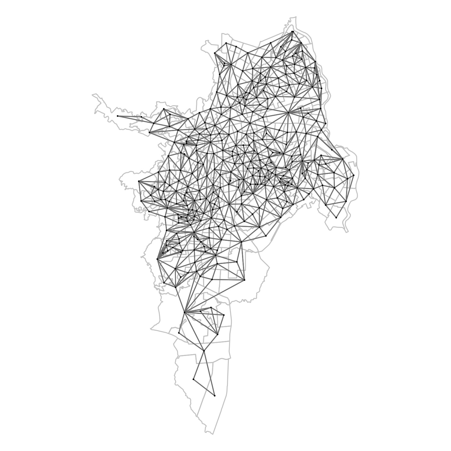 Grafo de vecindad entre todos los SU de la ciudad de Cali